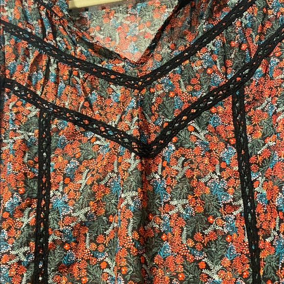 Floral MATILDA JANE Tunic Shirt black lace details size XL - Picture 3 of 4